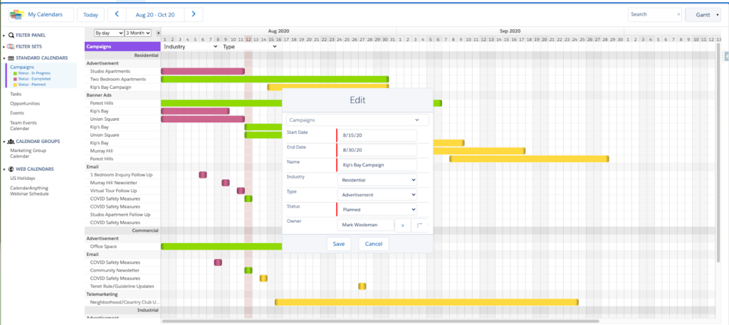 Image highlights the editing functionality available right on the calendar itself