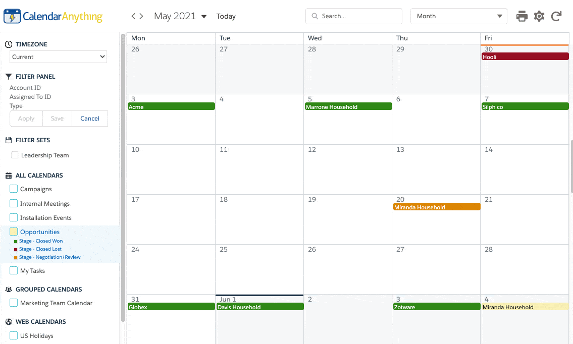 Salesforce Calendar App - CalendarAnything - Silverline