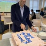 CEO Gireesh Sonnad cuts his birthday cake