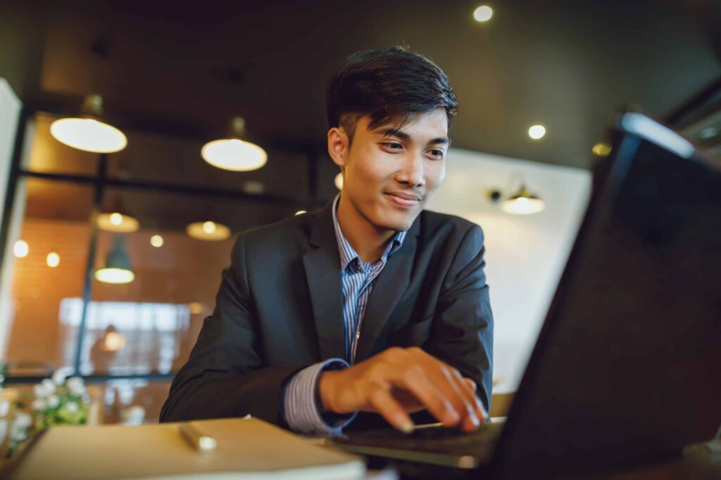 Man working at his computer in an office