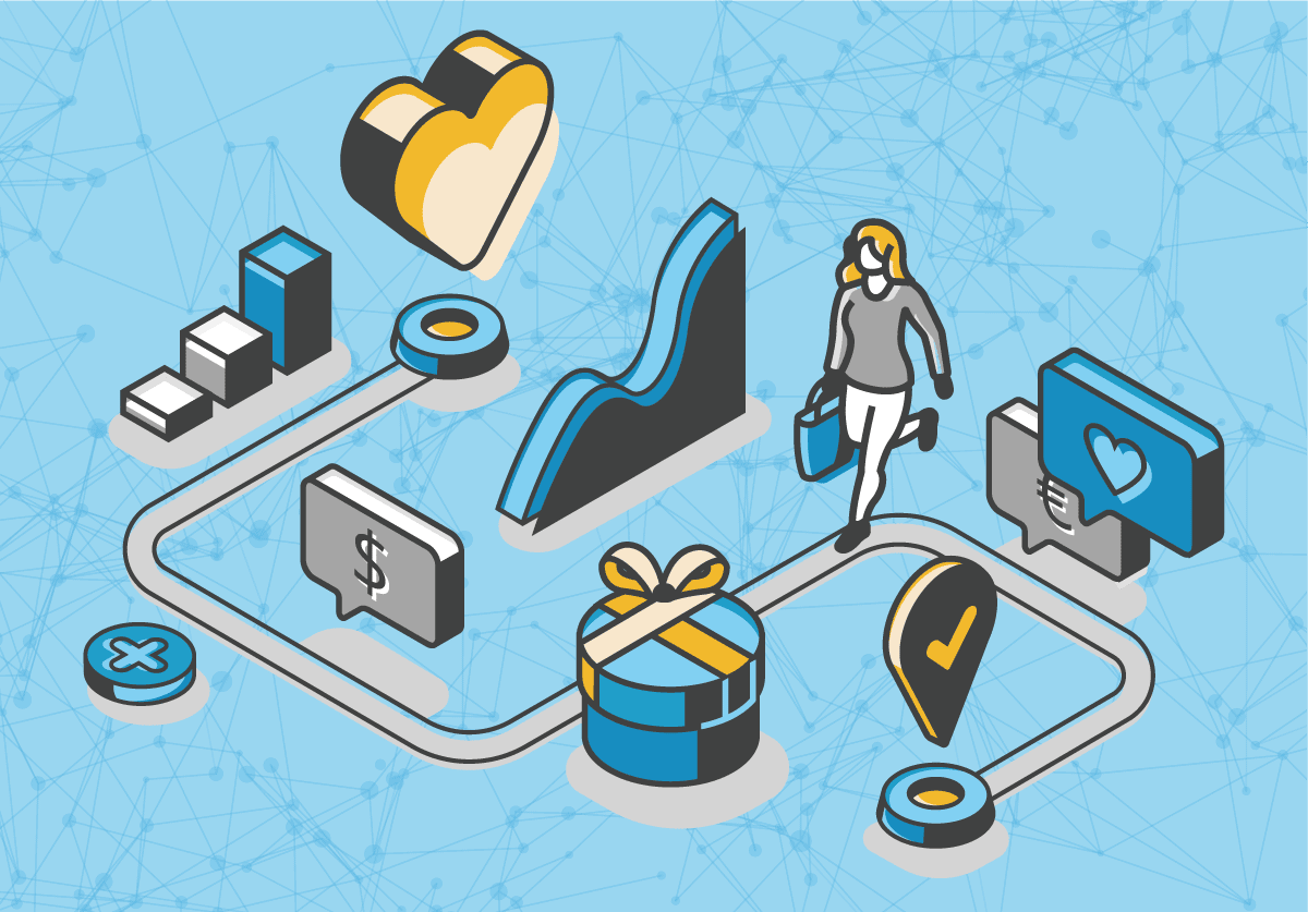 Abstract depiction of a personalised customer journey in banking