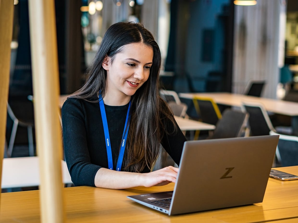 Woman working on laptop