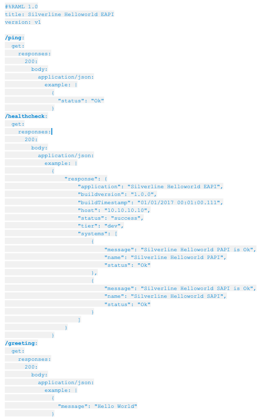 Code for Silverline Helloworld EAPI